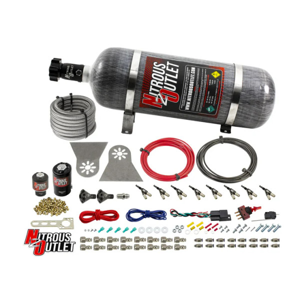 Nitrous Outlet LS/LT Direct Port Wet System 45-55 PSI .112 Nitrous /.177 Fuel w/Showerhead Distribution/12lb Bottle 00-10482-L-12