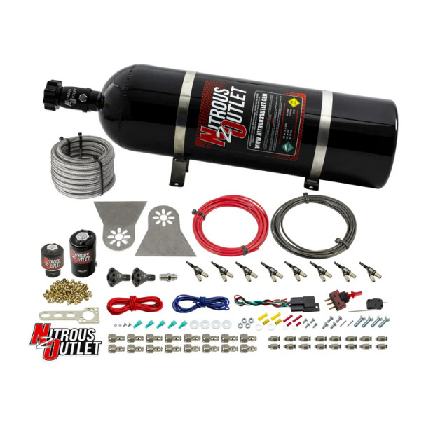 Nitrous Outlet LS/LT Direct Port Wet System 45-55 PSI .112 Nitrous /.177 Fuel w/Showerhead Distribution/15lb Bottle 00-10482-L-15