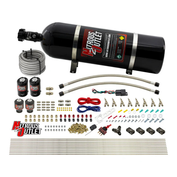 Nitrous Outlet LS/LT Direct Port Wet System 45-55 psi E85 .122 Nitrous/.177 Fuel w/15lb Bottle 00-10434-E85-H-SBT-15