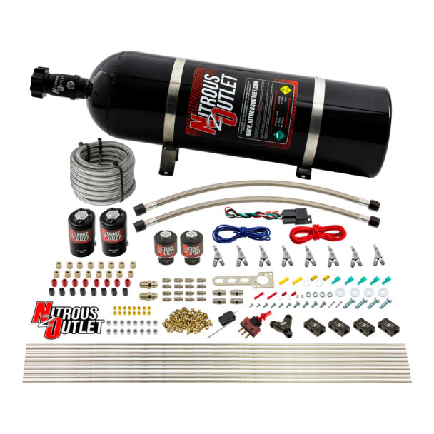 Nitrous Outlet LS/LT Direct Port Wet System E85 .112 Nitrous/.177 Fuel w/15lb Bottle 00-10433-E85-L-SBT-15