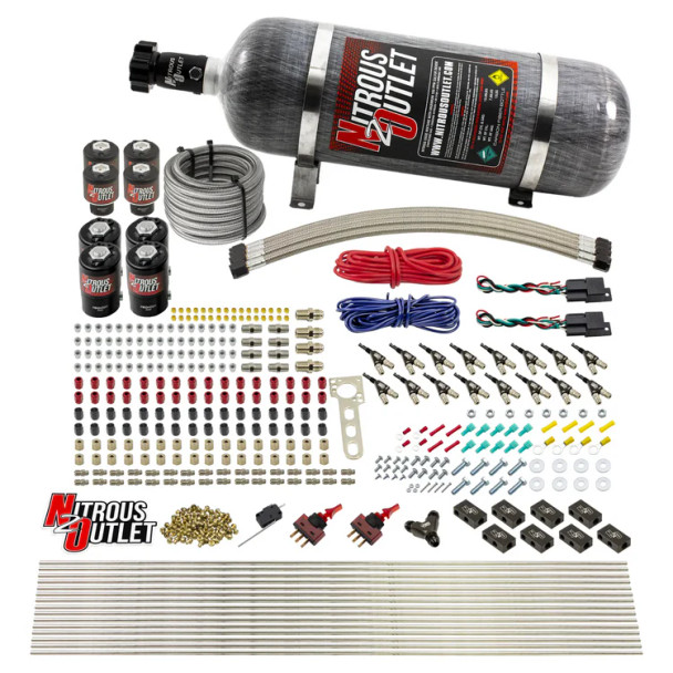 Nitrous Outlet LS/LT Dual Stage Direct Port Wet System E85 .112 Nitrous /.177 Fuel w/12lb Bottle 00-10434-E85-L-DS-12