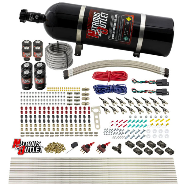 Nitrous Outlet LS/LT Dual Stage Direct Port Wet System E85 .112 Nitrous /.177 Fuel w/15lb Bottle 00-10434-E85-L-DS-15 Nitrous Outlet LS/LT Dual Stage Direct Port Wet System E85 .112 Nitrous /.177 Fuel w/15lb Bottle 00-10434-E85-L-DS-15