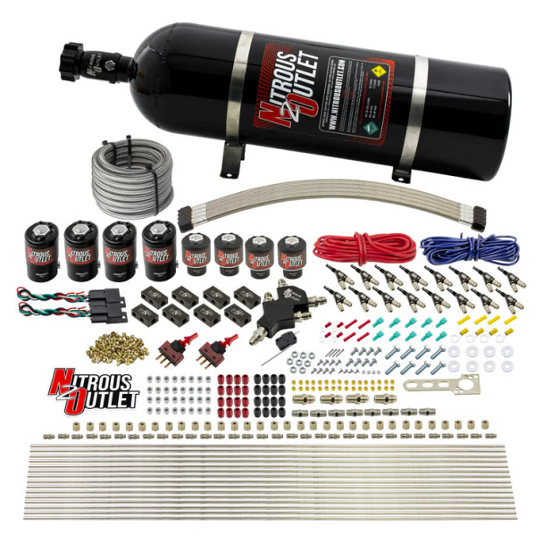 Nitrous Outlet LS/LT Dual Stage Direct Port Wet System E85 .122 Nitrous /.177 Fuel w/15lb Bottle 00-10433-E85-H-DS-15