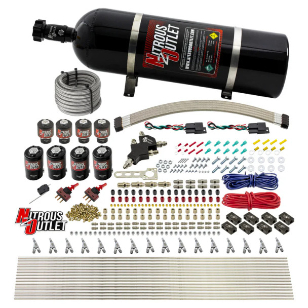 Nitrous Outlet LS/LT Dual Stage Direct Port Wet System E85 SBT .122 Nitrous /.177 Fuel w/15lb Bottle 00-10433-E85-H-SBT-DS-15