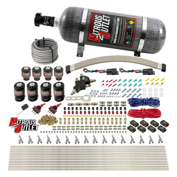 Nitrous Outlet LS/LT Dual Stage Direct Port Wet System E85 SBT .112 Nitrous /.177 Fuel w/12lb Bottle 00-10433-E85-L-SBT-DS-12