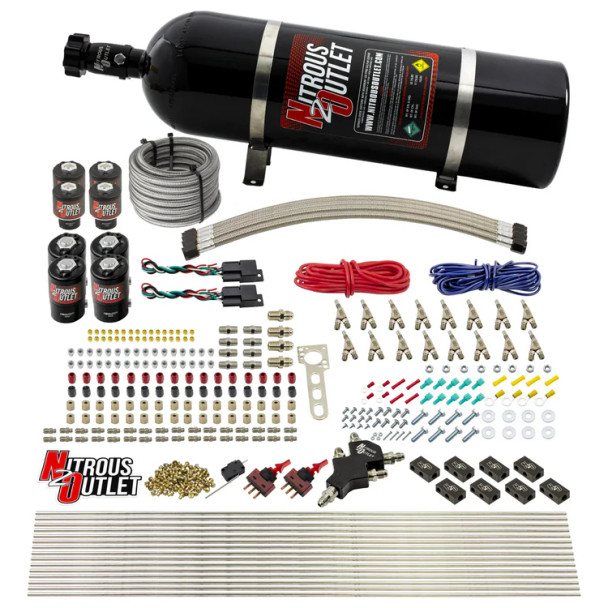 Nitrous Outlet LS/LT Dual Stage Direct Port Wet System E85 SBT .122 Nitrous /.177 Fuel w/15lb Bottle 00-10434-E85-H-SBT-DS-15