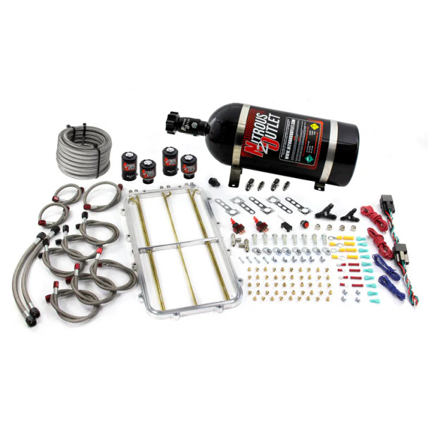 Nitrous Outlet Holley Hi Ram Dual Stage Spacer Plate System w/10lb Bottle 00-10184-10