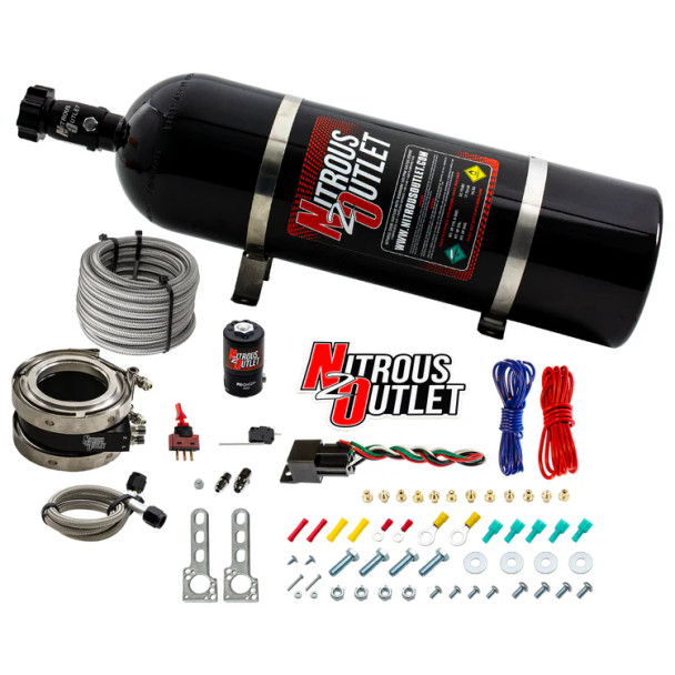 Nitrous Outlet Interspooler 4" Dual Stage Dry Nitrous Plate System w/15lb Bottle 00-10055-15