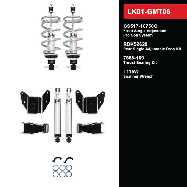 QA1 Lowering Kit GM 1999-2006 Silverado/Sierra 1500 2WD Short Bed LK01-GMT05 (LK01-GMT05)
