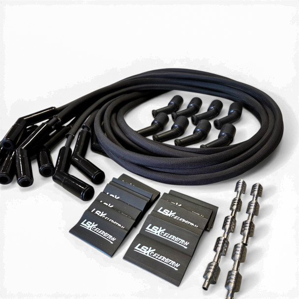 LSXceleration 48" 45-Degree Cut-to-Fit Spark Plug Wire Kit - Ceramic Boot - LS (38-301-48-45-BK)