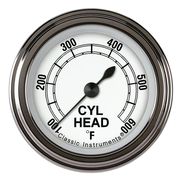 Classic Instruments Classic White 2 1/8" Cylinder Head Temp. Gauge CW197SLF (CW197SLF)