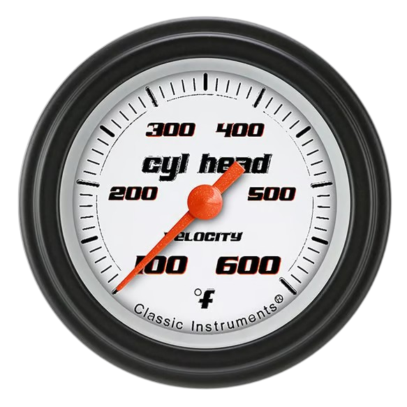 Classic Instruments Velocity White 2 1/8" Cylinder Head Temp. Gauge VS197WBLF