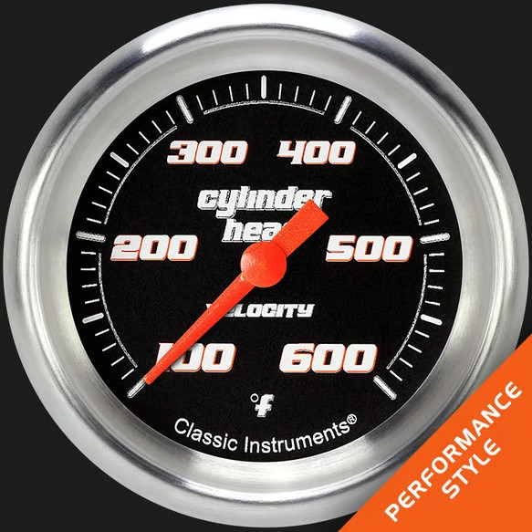 Classic Instruments Velocity Black 2 5/8" Cylinder Head Temp. Gauge VS397BAPF