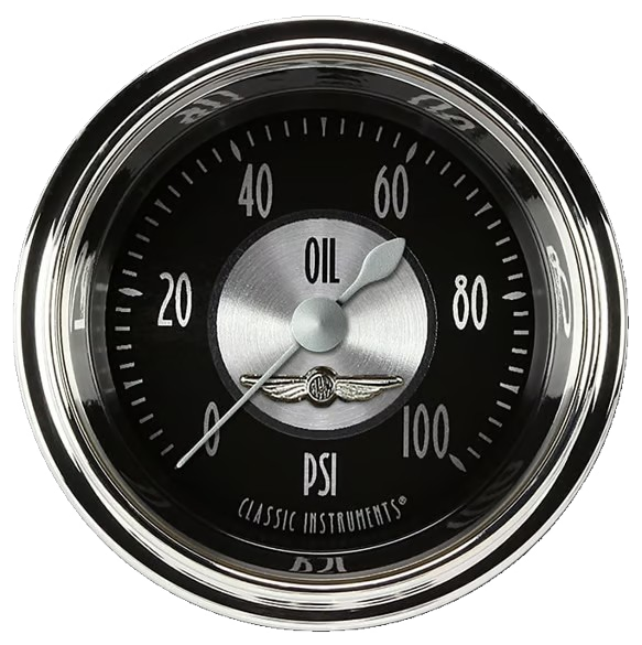 Classic Instruments All American Nickel 2 1/8" Oil Pressure Gauge AT181SHC (AT181SHC)