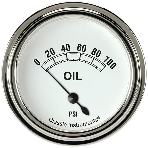 Classic Instruments Short Sweep White 2 5/8" Oil Pressure Gauge CW281SLF
