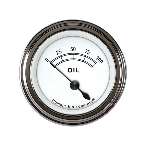 Classic Instruments White Short Sweep 2 1/8" Oil Pressure Gauge CW81SLF