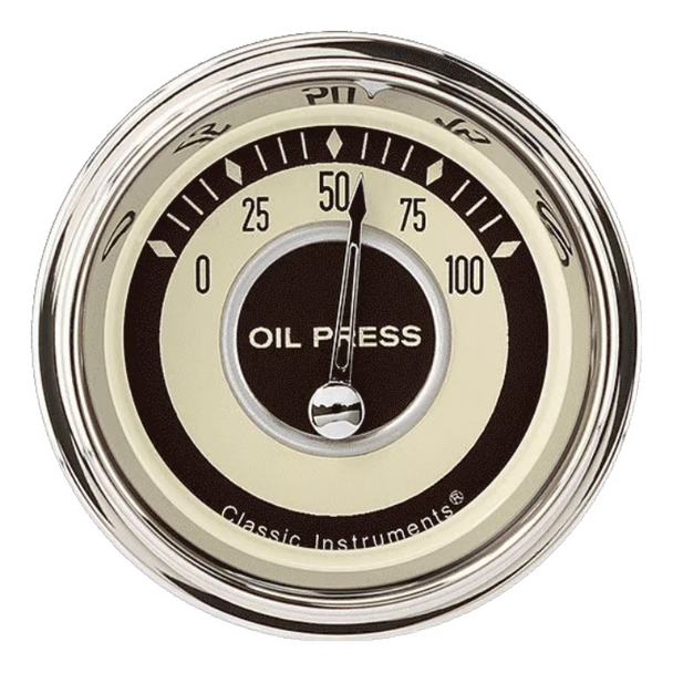 Classic Instruments Nostalgia VT Short Sweep 2 1/8" Oil Pressure Gauge NT81SLC