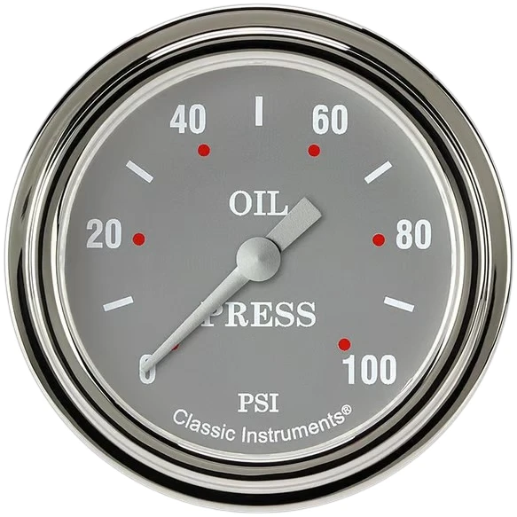 Classic Instruments Full Sweep 2 5/8" Oil Pressure Gauge Silver/Gray SG381SLF