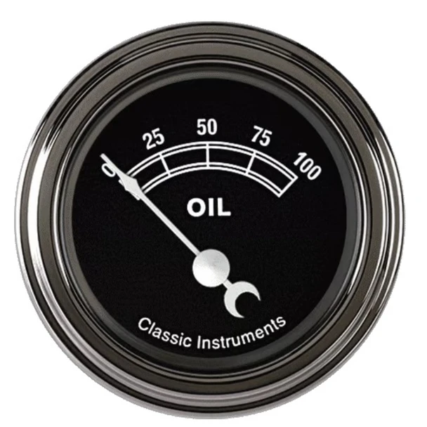 Classic Instruments Traditional Short Sweep 2 1/8" Oil Pressure Gauge TR81SLF