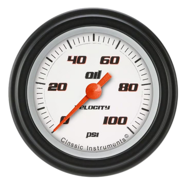 Classic Instruments Velocity White 2 1/8" Oil Pressure Gauge VS181WBLF