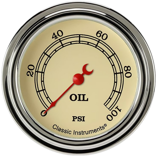 Classic Instruments Vintage Full Sweep 2 5/8" Oil Pressure Gauge VT381SLF