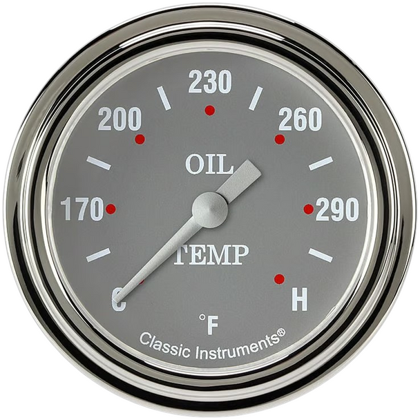 Classic Instruments Silver Gray 2 5/8" Oil Temperature Gauge SG328SLF
