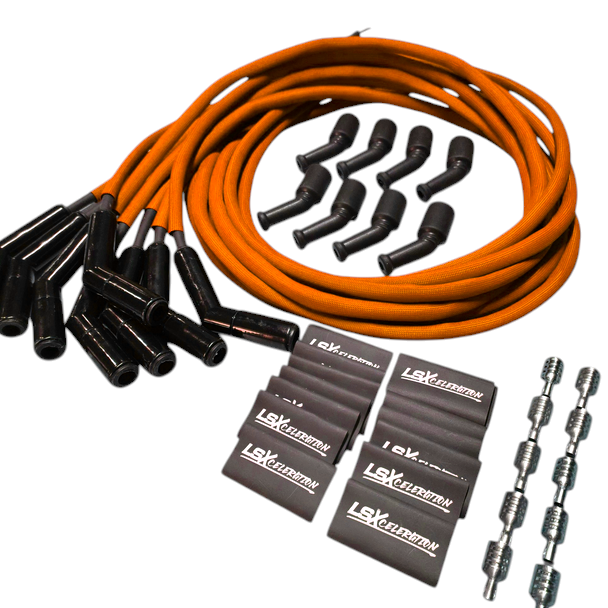LSXceleration 48" 45-Degree Cut-to-Fit Orange Spark Plug Wire Kit  - Ceramic Boot - LS