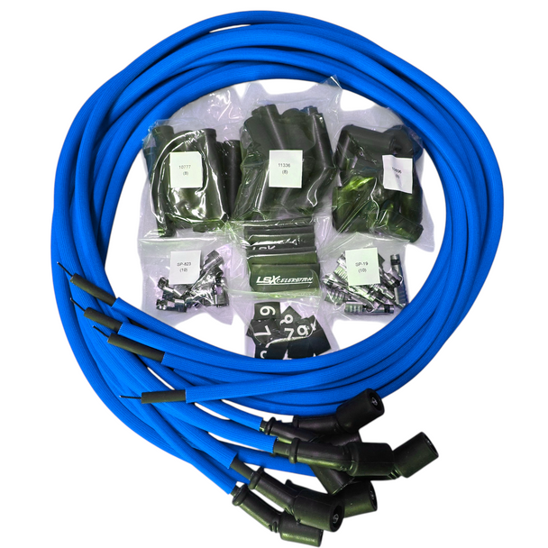 LSXceleration 48" Cut-to-Fit Blue Spark Plug Wire Kit  - 45/90/180 Degree - LS