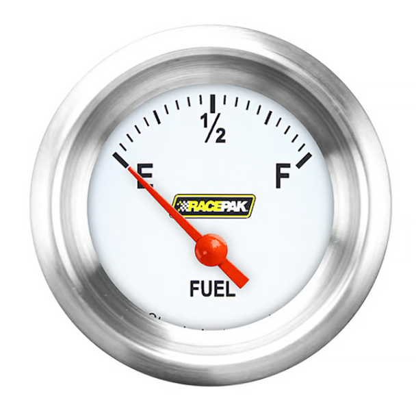 Racepak 2-1/8" Short Sweep Fuel Level Gauge White (240-33 OHM) RP09WAPF