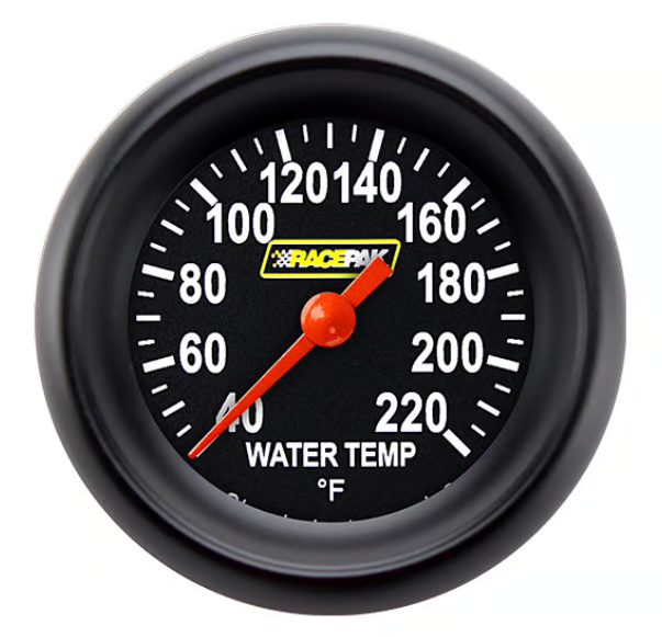 Racepak 2-1/8" Full Sweep Stock Eliminator Temp Gauge Black w/ Flat Glass Lens RP129BBPF