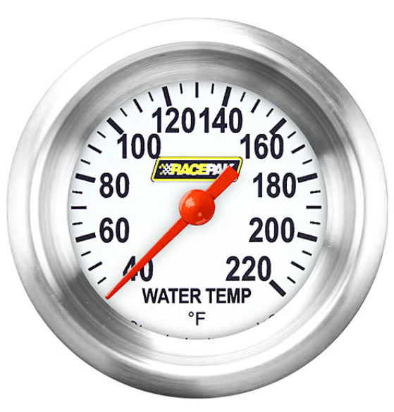 Racepak 2-1/8" Full Sweep Stock Eliminator Temp Gauge White w/ Flat Glass Lens RP129WAPF