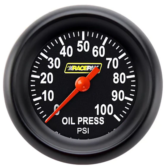 Racepak 2-1/8" Full Sweep Oil Pressure Gauge Black w/ Flat Glass Lens RP181BBPF