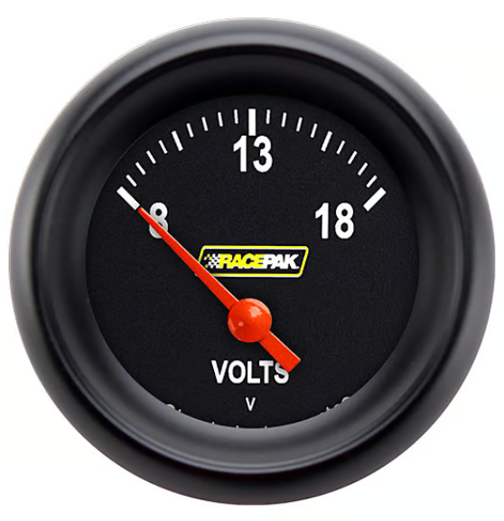 Racepak 2-1/8" Short Sweep Volt Gauge Black w/ Flat Glass Lens RP30BBPF