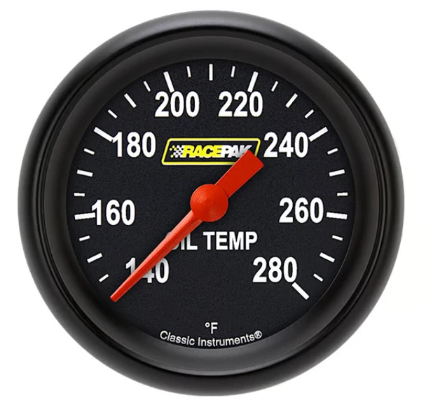 Racepak 2-5/8" Full Sweep Oil Temp Gauge Black w/ Flat Glass Lens RP328BBPF (RP328BBPF)
