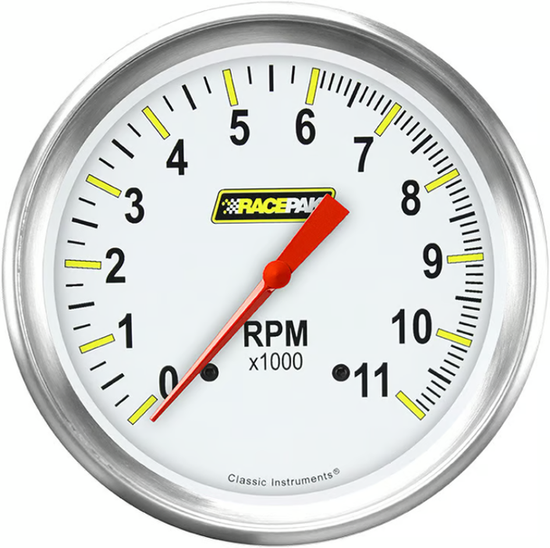 Racepak 4-5/8" Tachometer Gauge 10,000 RPM White RP71WAPF (RP71WAPF)