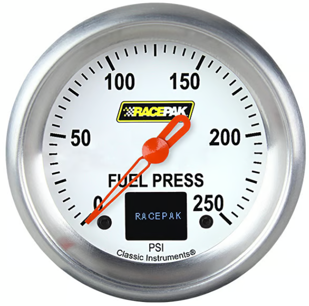 Classic Instruments Racepak 2-5/8" Fuel Pressure Gauge White 250-CI-347WA (250-CI-347WA)