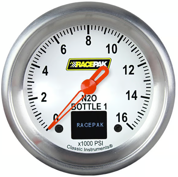 Classic Instruments Racepak 2-5/8" Nitrous Pressure Bottle 1 Gauge White 250-CI-368WA (250-CI-368WA)