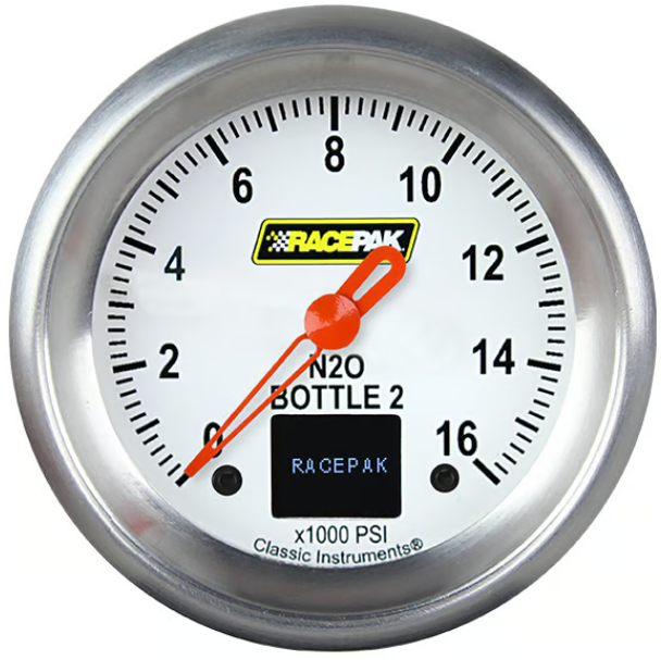 Classic Instruments Racepak 2-5/8" Nitrous Pressure Bottle 2 Gauge White 250-CI-369WA (250-CI-369WA)