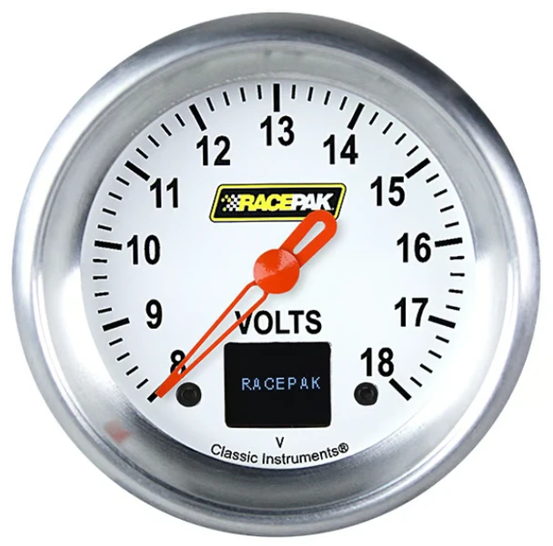 Classic Instruments Racepak 2-5/8" Voltage Gauge White 250-CI-330WA (250-CI-330WA)