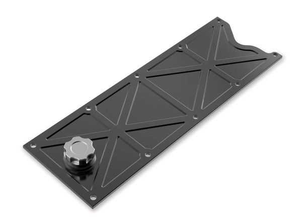 Holley LS GM LS1/LS6 Trussed Valley Cover with Oil Fill - Black Billet 241-369