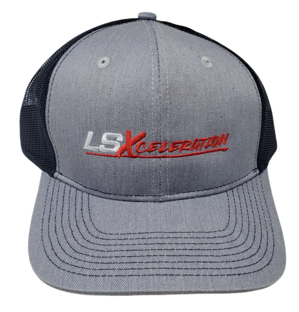  LSXceleration Trucker Hat Grey with Navy Blue Mesh, Snapback 