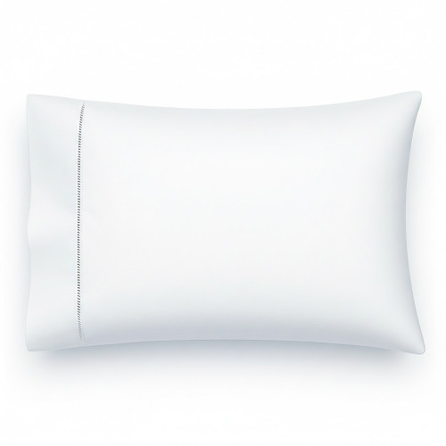 White Italian Sateen Cotton Pillowcase with Hemstitch Detail

