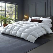 Vero Luxury Bed Linens Luxury Baffle Box Down Comforters for Texas King Bed. Available in different warmth levels. Made in the USA. 108" L x 122" W. Made in the USA