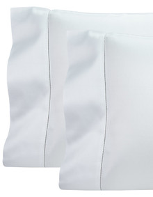 Our Mia Luxury Pillowcases are finished with an elegant hemstitch. They are available in white and are woven and sewn in Italy from a 715 thread count cotton sateen. 