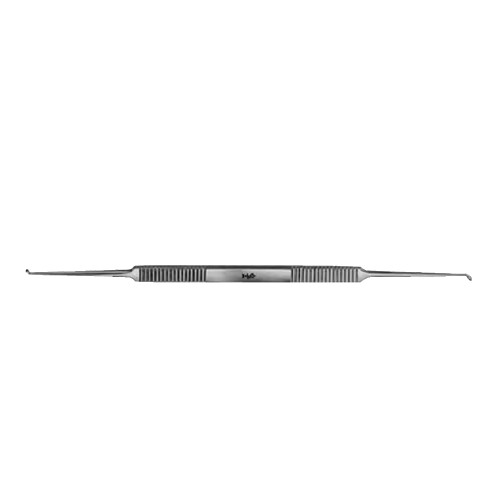 Aesculap HOUSE Bone Curette, Strongly Angled, 150mm (6IN), DE, Oval Cups, 1.0 + 1.2mm