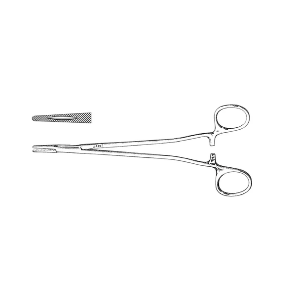 Integra-Miltex Sarot Needle Holder, 10.25" (263mm), Serrated Jaws, 2600 Teeth Per Sq Inch, Tungsten Carbide