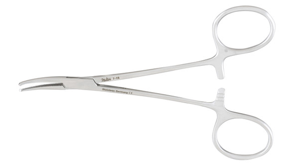 Integra-Miltex  Halsted Mosquito Forceps, 4.75" (122mm), Curved, 1 x 2 Teeth