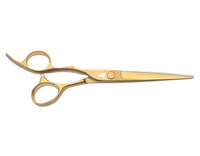 matte gold left handed hair scissor with white "N" logo