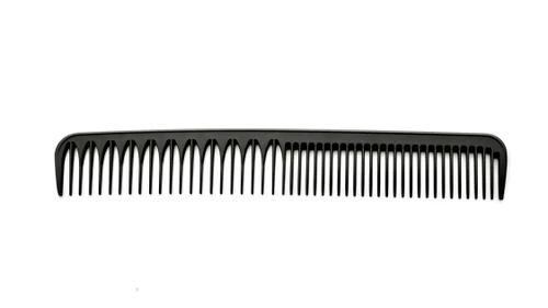a plain black comb on a white background