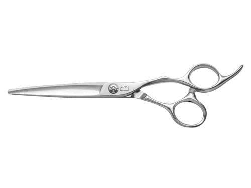 silver colored right handed hair scissor with black "N" logo